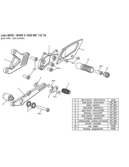 Estriberas BONAMICI RACING para BMW S 1000 RR 2015-2018
