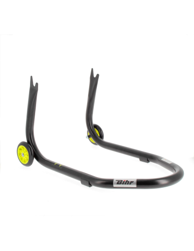 BIHR 3032094 Caballete trasero BIHR Home Track soporte en V para diábolos, color negro mate, ruedas amarillas