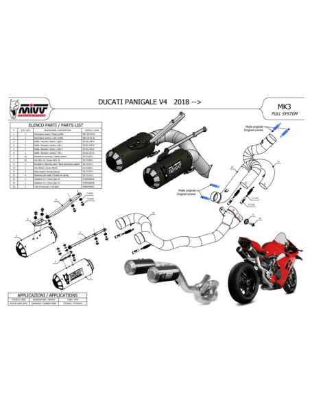 ESCAPE COMPLETO EVO ALTO MK3 CARBONO MIVV DUCATI PANIGALE V4 2018-2022