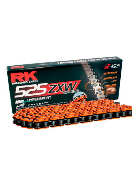 Cadena de transmisión RK ZXW 525 Reforzada Naranja