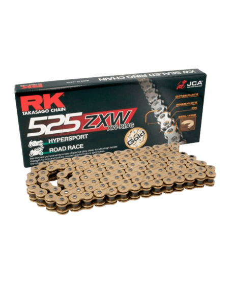 Cadena de transmisión RK ZXW 525 Super Reforzada Dorada. Serie oro