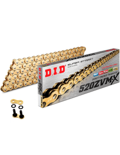 Cadena de transmisión DID ZVMX 520 Reforzada Dorado