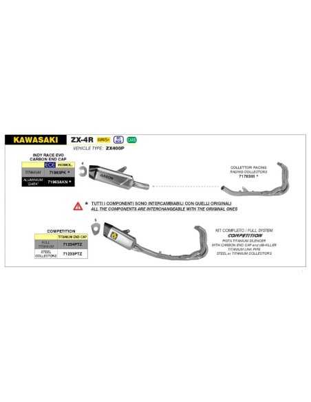 Colectores ARROW no homologado en acero inoxidable para KAWASAKI ZX-4R / RR 2024