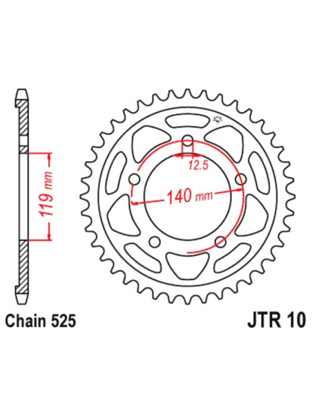 JT SPROCKETS JTR10 Corona de acero negro