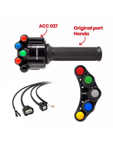 JETPRIME JP ACC PLSR 027 Kit de interruptor de manillar izquierdo Racing + acelerador JETPRIME para Honda CBR 1000 RR-R