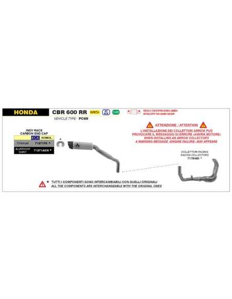 Indy-Race-Aluminiumauspuff mit dunklem Carbonboden für Honda CBR600RR 2024