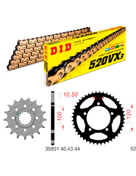 Kit de transmisión DID Reforzado para Aprilia RS 660 / TUONO 660 2021-2024