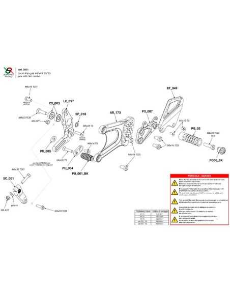 Estriberas BONAMICI RACING para DUCATI PANIGALE V4 / V4S 2025