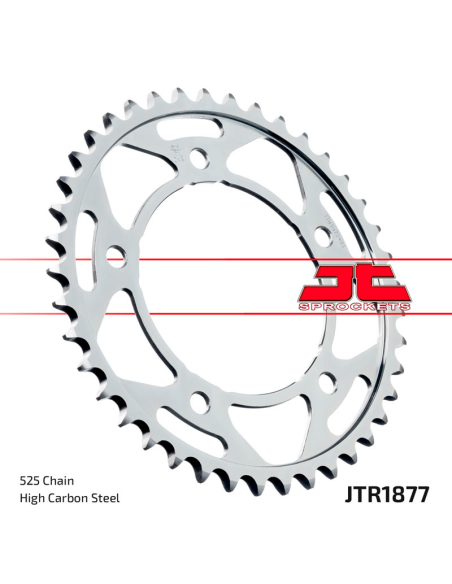 JT Sprockets JTR1877 Corona Transmisión JT Sprockets ACERO 525 estándar 1877