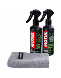 MOTUL Motorradhelm Reinigungsset M1 für Außenreinigung + M2 Innenreinigung Mit Mikrofasertuch als Geschenk.