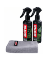 MOTUL Kit Limpieza CASCO de moto de M1 para limpieza exterior + M2 limpieza interior Con paño de microfibras de regalo.