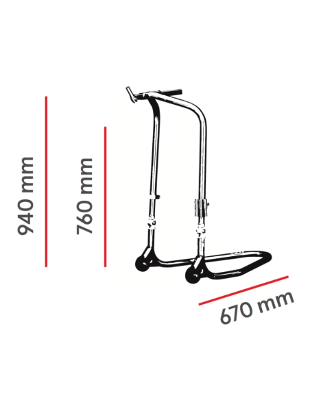 CABALLETE DELANTERO UNIVERSAL A TIJA EN ACERO INOXIDABLE