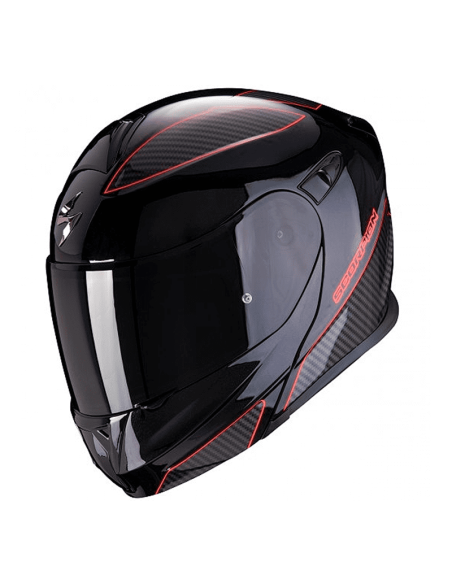 CASCO SCORPION EXO-920 FLUX NEGRO METALIZADO / ROJO