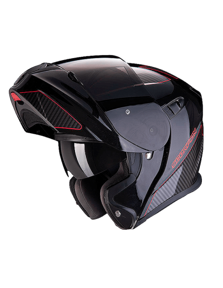 CASCO SCORPION EXO-920 FLUX NEGRO METALIZADO / ROJO