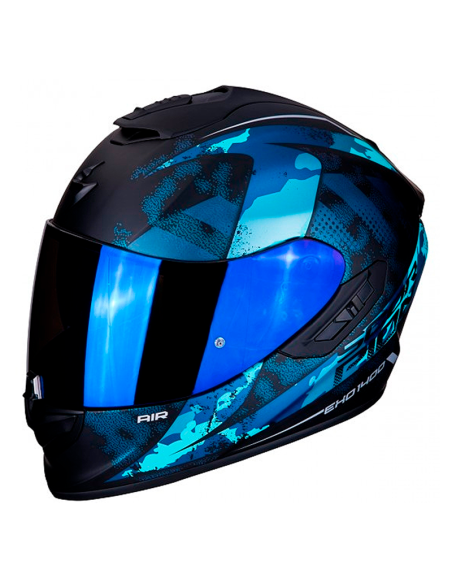 CASCO SCORPION EXO-1400 AIR SYLEX MATE NEGRO / AZUL