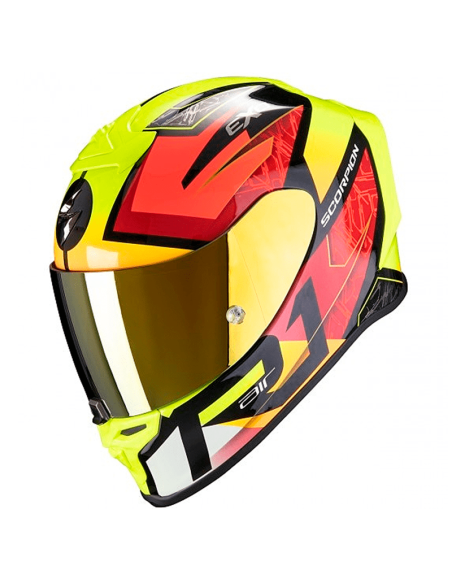CASCO SCORPION EXO-R1 AIR INFINI NEGRO / ROJO / AMARILLO FLUO