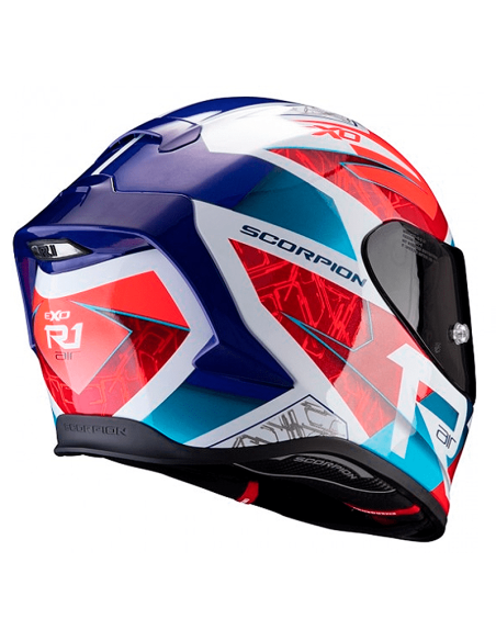 SCORPION EXO-R1 LUFT-STURZHELM WEISS / BLAU / ROT