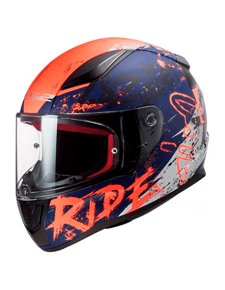 CASCO LS2 FF353 RAPID NAUGHTY AZUL MATE / NARANJA FLUOR
