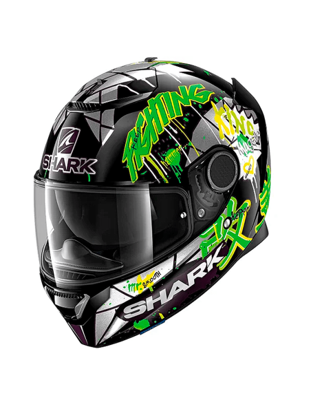 CASCO SHARK SPARTAN 1.2 REPLICA LORENZO CATALUNYA GP 2018 BLACK / GREEN / GLITTER