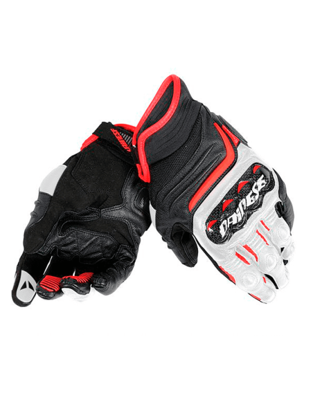 DAINESE CARBON HANDSCHUHE D1 KURZES SCHWARZ / WEISS / LAVA ROT