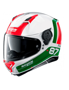 CASCO NOLAN N87 PLUS DISTINCTIVE N-COM BLANCO / VERDE / ROJO
