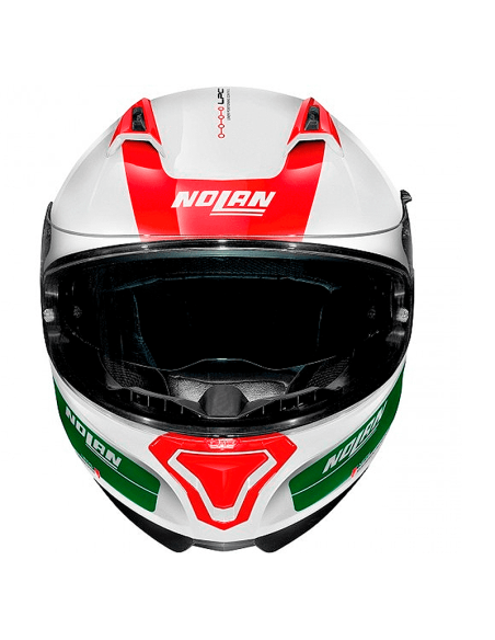 CASCO NOLAN N87 PLUS DISTINCTIVE N-COM BLANCO / VERDE / ROJO