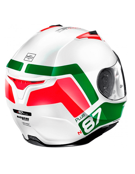 CASCO NOLAN N87 PLUS DISTINCTIVE N-COM BLANCO / VERDE / ROJO