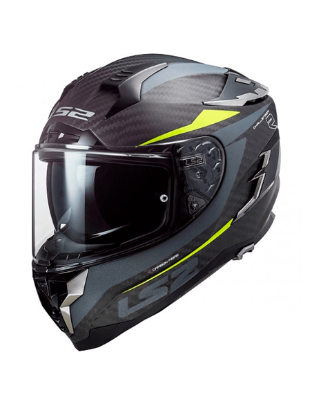 CASCO LS2 FF327 DESAFÍO CARBONO DRONE MATE CARBONO / H-V AMARILLO