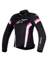 CHAQUETA ALPINESTARS STELLA T-GP PLUS R V2 AIR SEÑORA NEGRO / BLANCO / FUCSIA