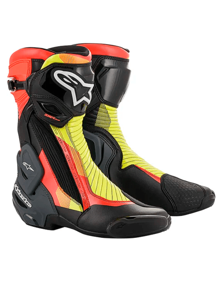 BOTAS ALPINESTARS SMX PLUS V2 NEGRO / ROJO FLUOR / AMARILLO FLUOR / GRIS
