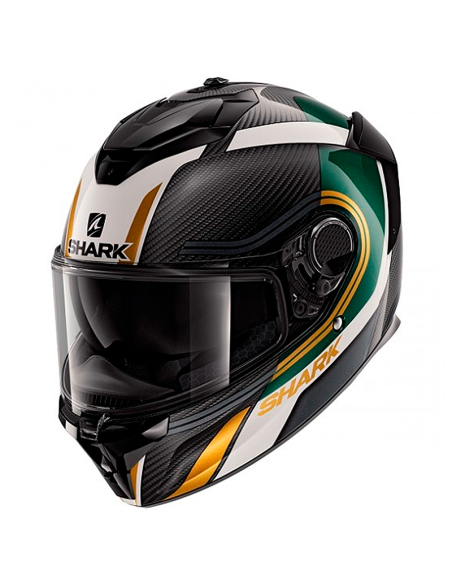CASCO SHARK SPARTAN GT CARBON TRACKER CARBONO / VERDE / ORO